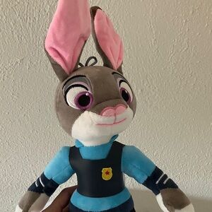 Charming Stuffed Bunny with Blue Outfit